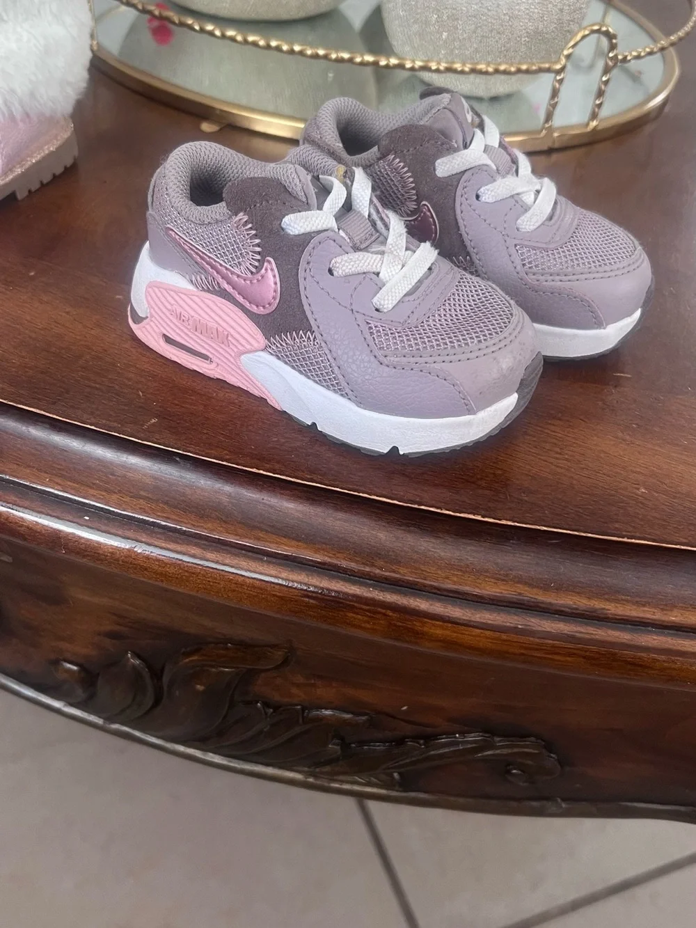 Nike Kids Mauve Sneakers with Pink Swoosh